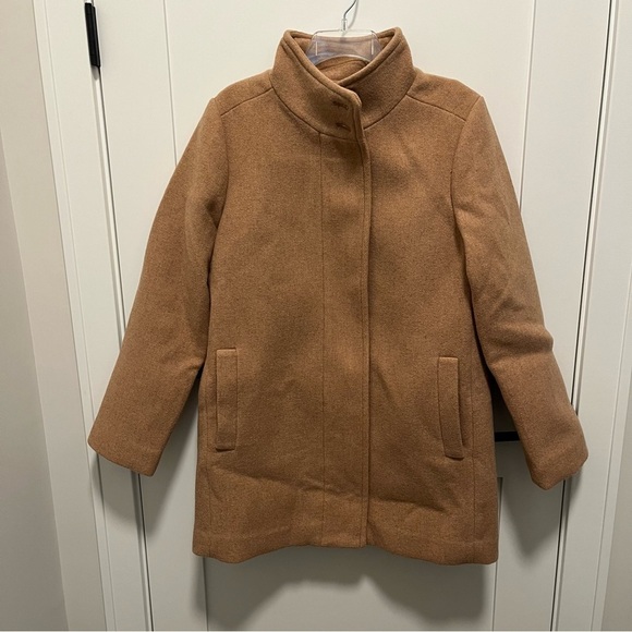 NWT J. Crew Size 12 City coat with button neck Brown BU261 Wool Blend - Picture 3 of 9